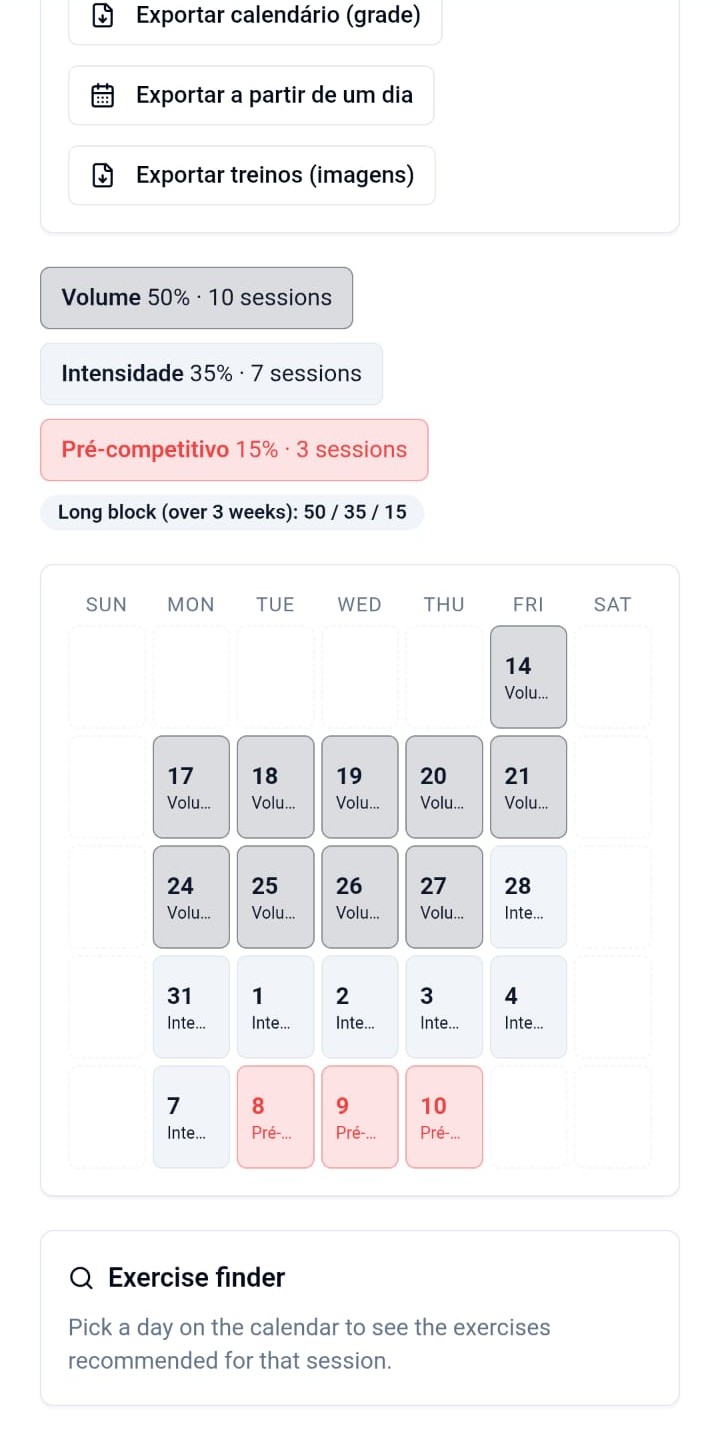 UNDER ARM SERVE PLANNER — passo 2
